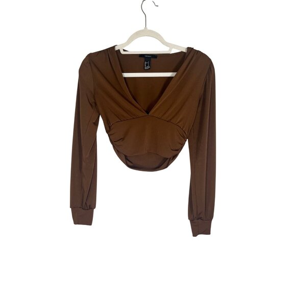 Forever 21 Tops - Forever 21 Babydoll Crop Top Brown S Retro Boho Indie Folk Festival Concert Chic